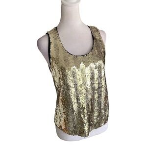 NWT Papaya Black and Gold Sequin Tank Top Size Large